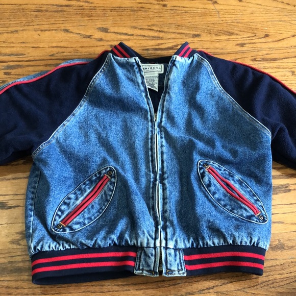 The original Arizona jean company jean bomber jacket with navy blue sleeves - Picture 4 of 4